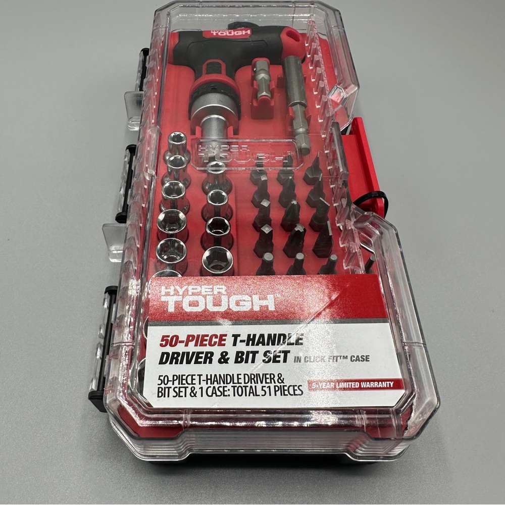 Hyper Tough 50-Piece T-Handle Driver and Drill Bit Set in Case Tools